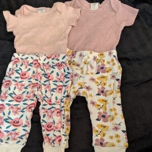 Pink and Floral Baby Outfit Set